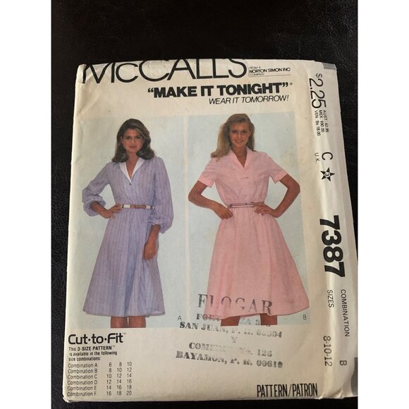 McCall's Misses Dress Sewing Pattern Sz 8 - 12 7387 - Uncut - Picture 8 of 9